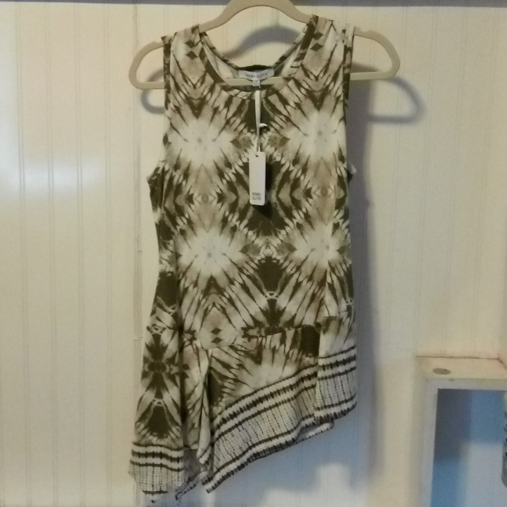 Rose & Olive green tyedye sleeveless tunic sz M